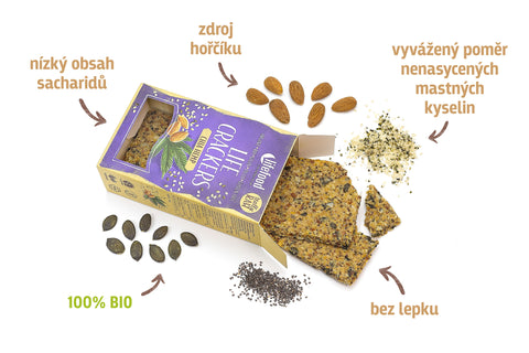 LIFE CRACKERS Konopné s chia RAW BIO