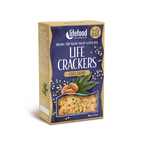 LIFE CRACKERS Konopné s chia RAW BIO