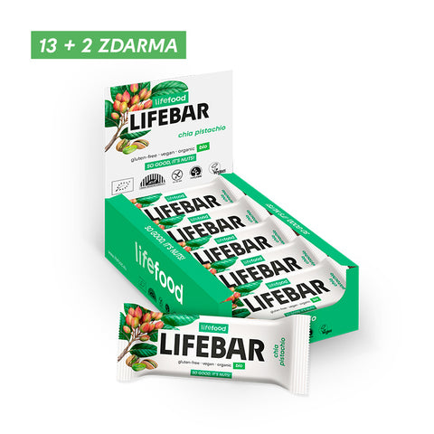 Box LIFEBAR tyčinka pistáciová s chia RAW BIO