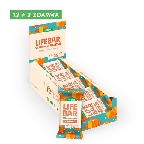Box Lifebar Oat Snack Protein slaný karamel BIO
