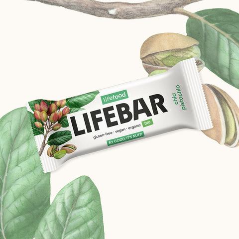 LIFEBAR tyčinka pistáciová s chia RAW BIO