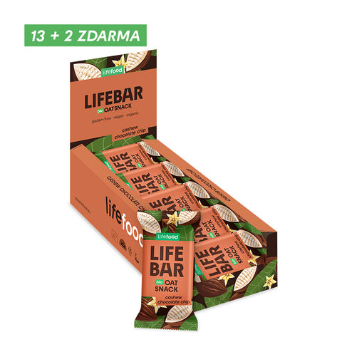 Box Lifebar Oat Snack s kousky čokolády a kešu BIO