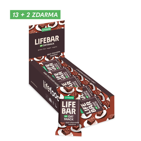 Box Lifebar Oat Snack čokoládový s lískovými oříšky BIO