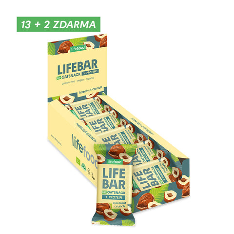 Box Lifebar Oat Snack Protein s lískovými oříšky BIO